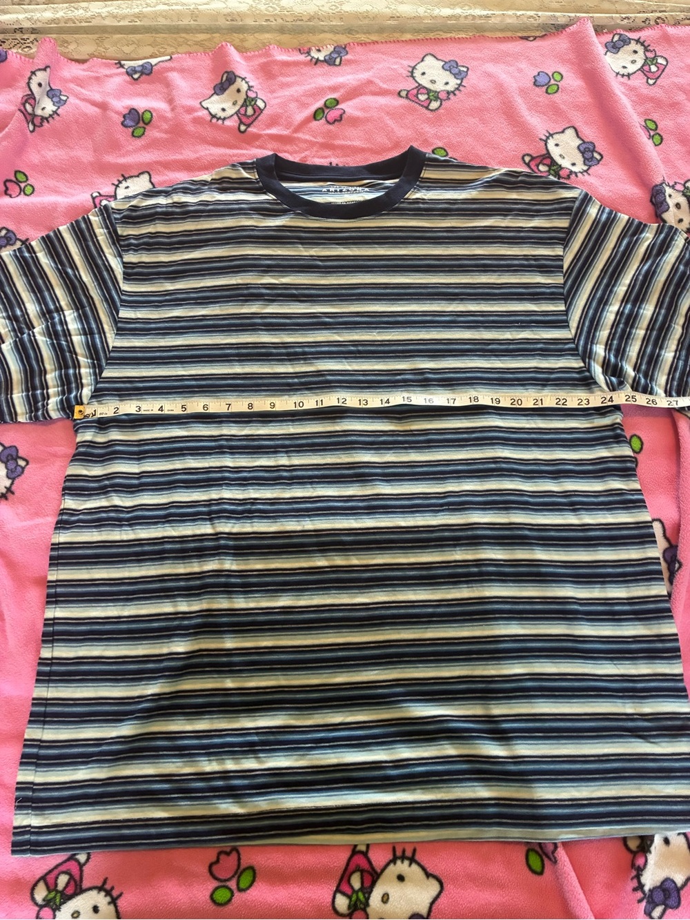 Arizona Jean Company Striped Crew Neck Tee in Blue and Black